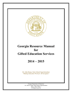 Georgia Resource Manual for Gifted Education Services