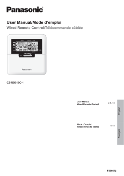 User Manual/Mode d’emploi Wired Remote Control/Télécommande câblée CZ-RD516C-1 English