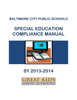 SPECIAL EDUCATION COMPLIANCE MANUAL SY 2013-2014