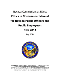 Nevada Commission on Ethics  Ethics in Government Manual