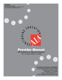 *REVISIONS 1) Provider Manual Redesign 3) Course Registration Guidelines [pg. 21]