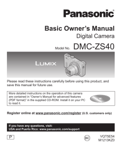 DMC-ZS40 Basic Owner’s Manual Digital Camera