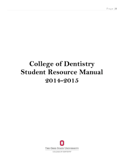 College of Dentistry Student Resource Manual 2014-2015