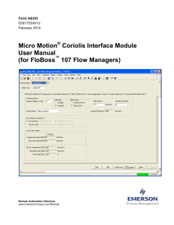 Micro Motion Coriolis Interface Module User Manual (for FloBoss