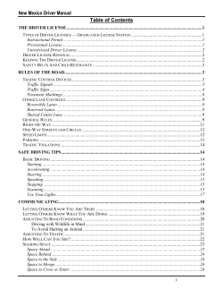 New Mexico Driver Manual Table of Contents