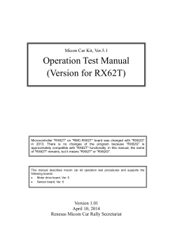 Operation Test Manual (Version for RX62T) Micon Car Kit, Ver.5.1
