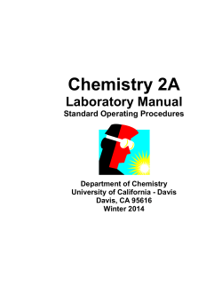 Chemistry 2A Laboratory Manual Standard Operating Procedures Department of Chemistry