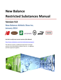 New Balance Restricted Substances Manual Version 9.0 New Balance Athletic Shoe Inc.