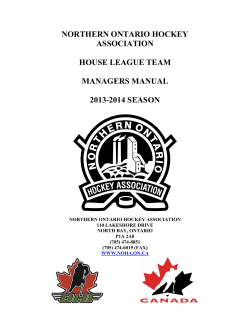 NORTHERN ONTARIO HOCKEY ASSOCIATION  HOUSE LEAGUE TEAM