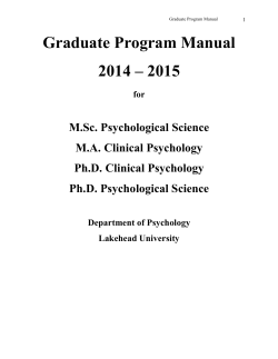 Graduate Program Manual 2014 – 2015