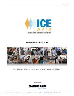 Exhibitor Manual 2014 Organised by