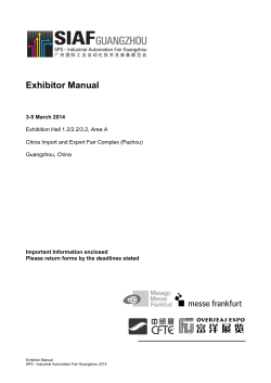 Exhibitor Manual 3-5 March 2014 Important Information enclosed