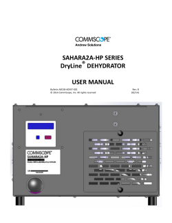 SAHARA2A-HP SERIES DryLine® DEHYDRATOR USER MANUAL