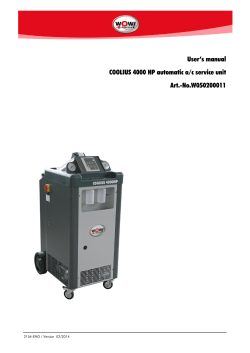 User’s manual COOLIUS 4000 HP automatic a/c service unit Art.-No.W050200011