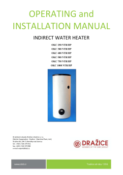 OPERATING and INSTALLATION MANUAL INDIRECT WATER HEATER OKC 250 NTR/HP