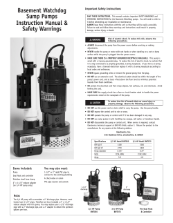 Basement Watchdog Sump Pumps Instruction Manual &amp; Important Safety Instructions