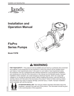 Installation and Operation Manual FloPro Series Pumps
