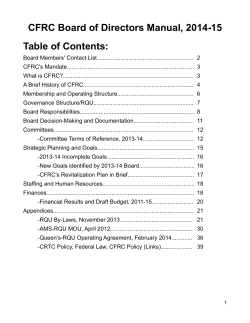 CFRC Board of Directors Manual, 2014-15 Table of Contents:
