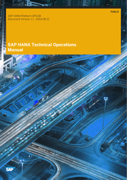 SAP HANA Technical Operations Manual SAP HANA Platform SPS 08