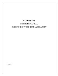 RI MEDICAID PROVIDER MANUAL INDEPENDENT CLINICAL LABORATORY