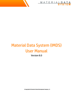 Material Data System (IMDS) User Manual Version 8.0