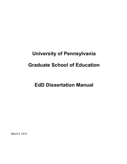 University of Pennsylvania  Graduate School of Education EdD Dissertation Manual