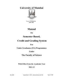University of Mumbai Manual Semester Based, Credit and Grading System