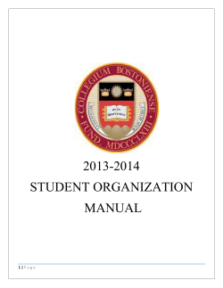 2013-2014 STUDENT ORGANIZATION MANUAL