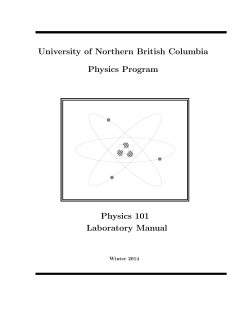 University of Northern British Columbia Physics Program Physics 101 Laboratory Manual