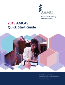 2015 AMCAS Quick Start Guide American Medical College