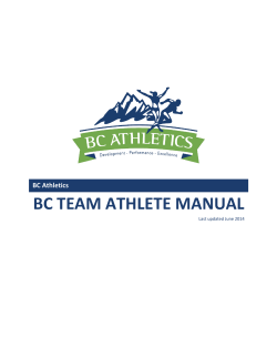 BC TEAM ATHLETE MANUAL  BC Athletics Last updated June 2014