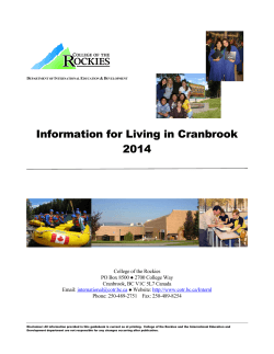 Information for Living in Cranbrook 2014