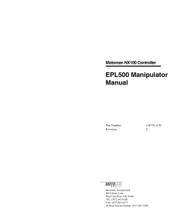 EPL500 Manipulator Manual Motoman NX100 Controller Part Number: