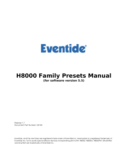 H8000 Family Presets Manual (for software version 5.5)
