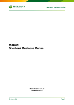 Manual Sberbank Business Online  Manual version: 1.27