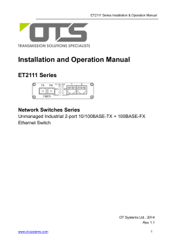 Installation and Operation Manual  ET2111 Series Network Switches Series