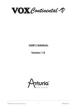 USER’S MANUAL Version 1.0 ARTURIA VOX Continental V User's Manual