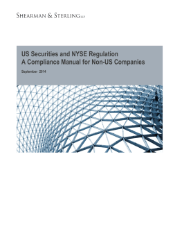 US Securities and NYSE Regulation A Compliance Manual for Non-US Companies