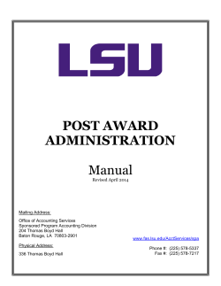 POST AWARD ADMINISTRATION Manual