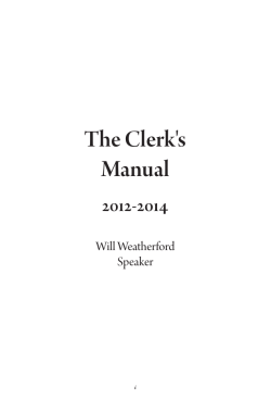 The Clerk's Manual 2012-2014 Will Weatherford