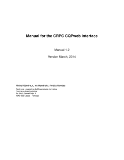Manual for the CRPC CQPweb interface  Manual 1.2 Version March, 2014