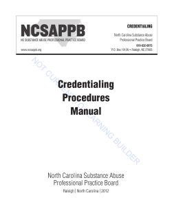 Credentialing Procedures Manual NOT