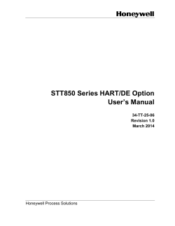 STT850 Series HART/DE Option User’s Manual  Honeywell Process Solutions