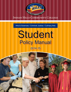 Student Policy Manual Indian Hills Community College 2014-15