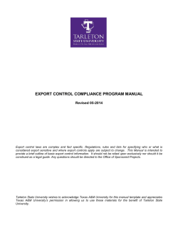 EXPORT CONTROL COMPLIANCE PROGRAM MANUAL Revised 05-2014