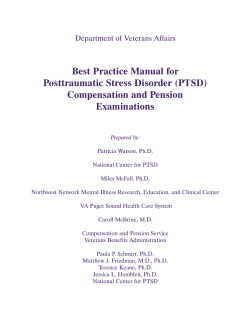 Best Practice Manual for Posttraumatic Stress Disorder (PTSD) Compensation and Pension Examinations