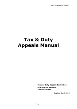 Tax &amp; Duty Appeals Manual Tax and Duty Appeals Committee