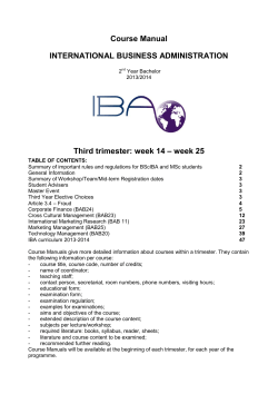 Course Manual INTERNATIONAL BUSINESS ADMINISTRATION – week 25 Third trimester: week 14
