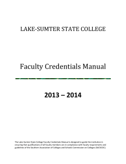 Faculty Credentials Manual 2013 – 2014 LAKE-SUMTER STATE COLLEGE