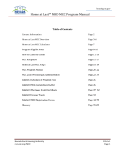 Home at Last™ NHD MCC Program Manual Table of Contents